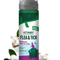 Vet's Best Waterless Flea & Tick Bath for Cats, Plant-Based, 8 oz