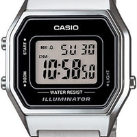 Casio Ladies Mid-Size Silver Tone Digital Retro Watch LA-680WA-1DF