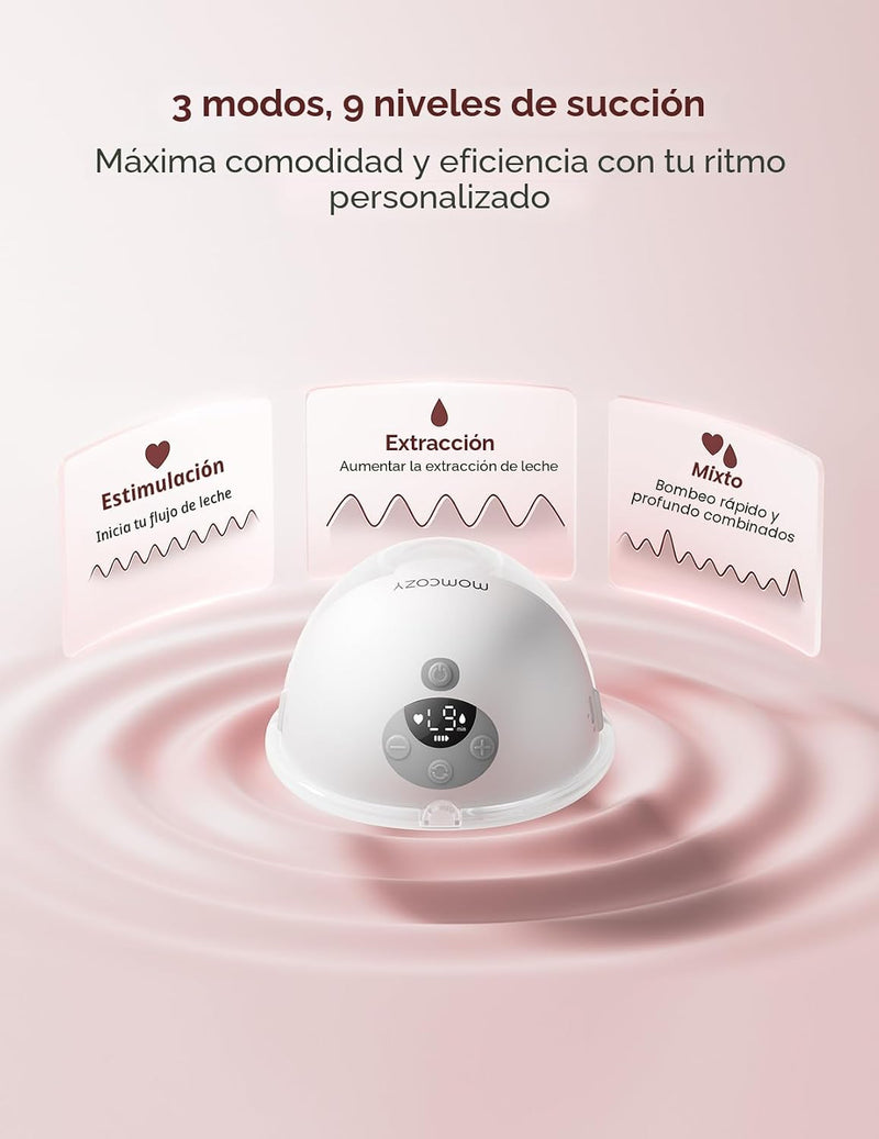 Momcozy M5 Extractor de Leche Inteligente Manos Libres - Pack de 2 (Gris)