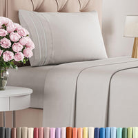 Twin Size 3 Piece Sheet Set - Breathable & Cooling Sheets - French Grey