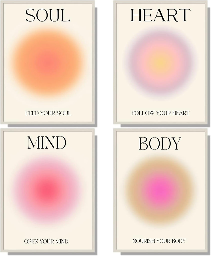 NCYEL 4 colorful abstract halo posters angel number positive energy inspirational language inspirational wall art bedroo