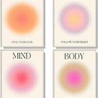 NCYEL 4 colorful abstract halo posters angel number positive energy inspirational language inspirational wall art bedroo