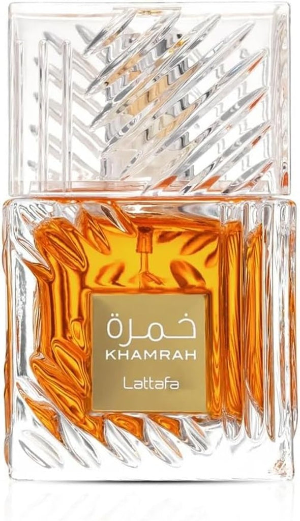 Lattafa Khamrah - Vainilla, picante cálido, ámbar, canela - Perfume Eau de Parfum de larga duración para unisex, 3.40 onzas / 100 ml