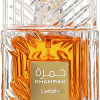 Lattafa Khamrah - Vainilla, picante cálido, ámbar, canela - Perfume Eau de Parfum de larga duración para unisex, 3.40 onzas / 100 ml