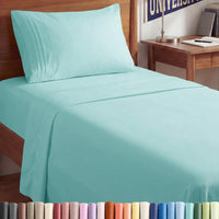 Twin XL 3 Piece Sheet Set - College Dorm Room Essentials - Spa Blue