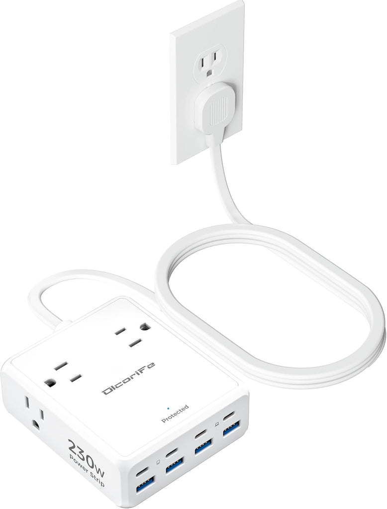 Olcorife 230W USB Power Strip, 4 AC Outlets 8 USB Ports(4 USBC),5 FT Cord