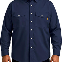 WORKWEYA Men's FR Flame Resistant Shirts 7.5oz Cotton Fire Retardant Welding Shirts NFPA 2112 Navy