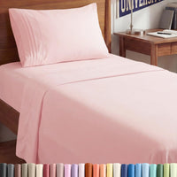 Twin XL 3 Piece Sheet Set - College Dorm Room Essentials - Baby Pink