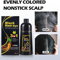cosmpro Champú de tinte de cabello negro 3 en 1 para mujeres/hombres para cobertura de canas, champú de color instantáneo para cabello semipermanente Champu para Cana