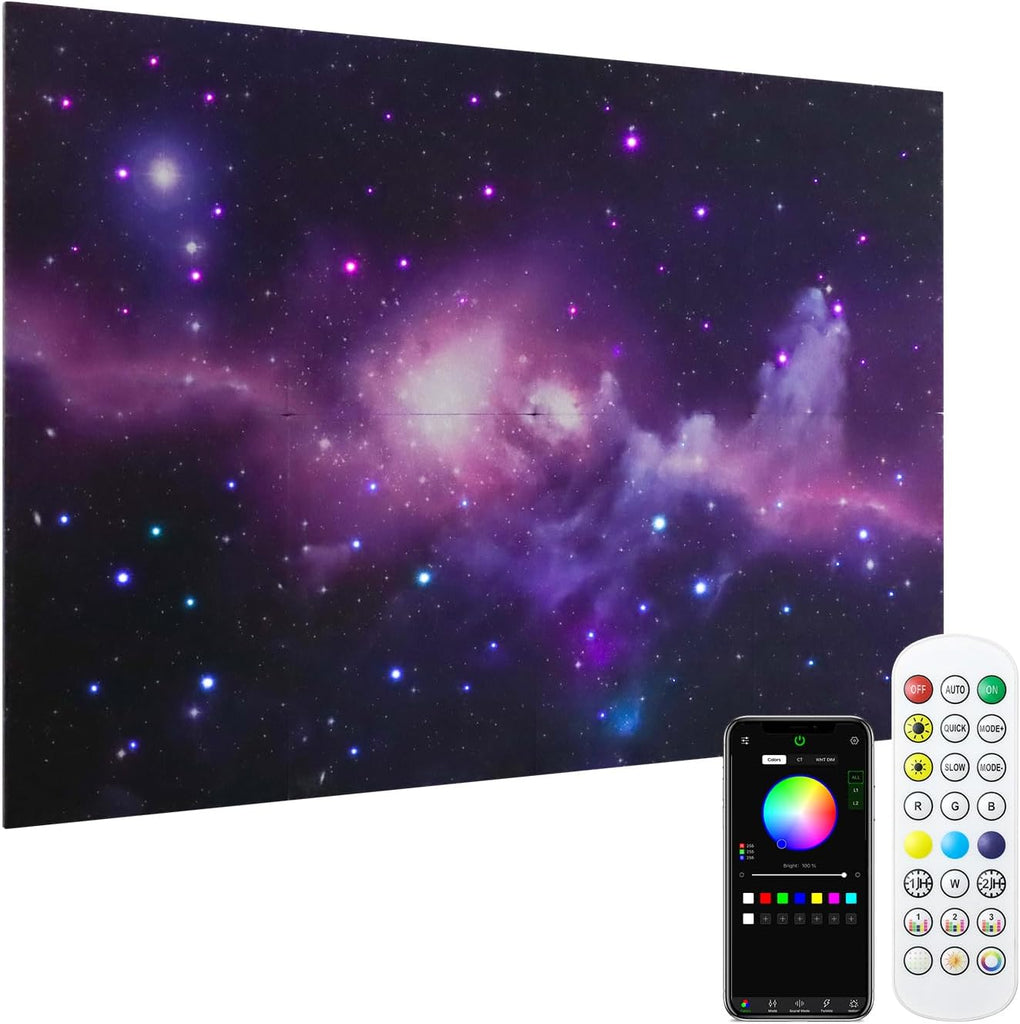 8 Pack Sound Proof Foam Panels for Walls, 48" X32" Art Acoustic Panels Soundproof Wall Panel with Fiber Optic Starlight,