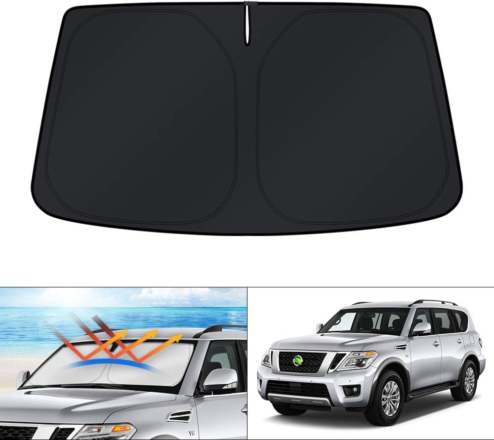 KUST Windshield Sun Shade for 2017-2025 2026 Nissan Armada Accessories Custom Fit Sunshade Window Sun Visor Protector Fo