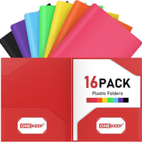 ONEKEE 16 Pack Plastic folders with Pockets – 2-Pocket Document Folders