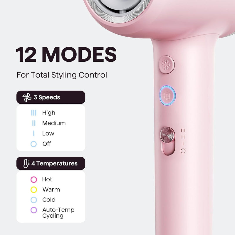 Secador de Pelo, Wavytalk Turblow Pro de Secado Rápido con Difusor, Secador de Pelo de Alta Velocidad con 110,000 RPM, Iones Negativos Profesionales para Reducir el Daño, Alisado Antifrizz, 3