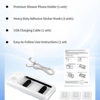 Waterproof Shower Phone Holder for iPhone, Bathroom Fan with Speaker