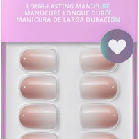 BTArtbox - Uñas postizas cortas cuadradas con efecto ombré color vainilla, de gel suave, reutilizables, con pegamento, 30 piezas en 15 tamaños, diseño Vanilla Cream