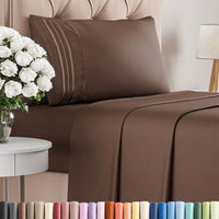Twin Size 3 Piece Sheet Set - Comfy Breathable & Cooling Sheets - Brown