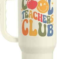 Cool Teacher Club Tumbler 40oz, Stainless Steel Insulated Coffee Travel Cup with Handle, Teacher Appreciation Gifts for