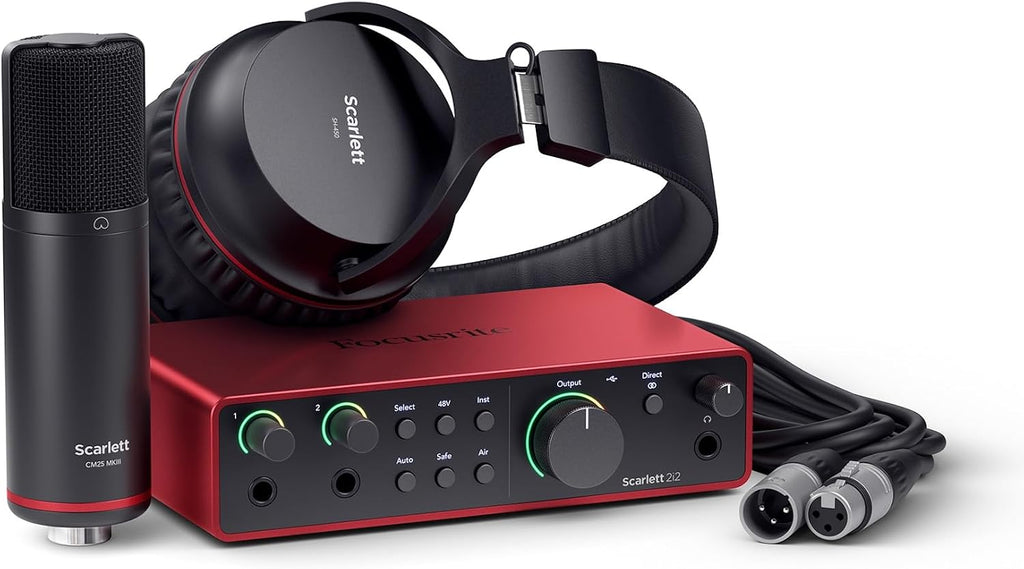 Focusrite Scarlett 2i2 Studio 4th Gen USB Audio Interface Bundle for the Songwriter with Condenser Microphone and Headph