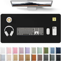 YSAGi Large Extended PU Leather Desk Pad Protector – Non-Slip Waterproof Desk Mat for Office & Home, Easy Clean Mouse Pad & Laptop Writing Blotter 35.4"x17" Black