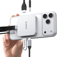 ORICO 10Gbps Magnetic M.2 Docking Station, 6-in-1 USB C HUB & M.2 2230 NVMe Enclosure with HDMI 4K@60Hz, USB-A&C 3.2, 100W PD, AUX, USBC Dock for iPhone 17/16/15 Pro/Pro Max