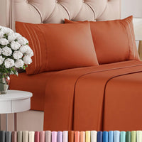 Cal King Size 4 Piece Sheet Set - Breathable & Cooling Sheets - Terracotta