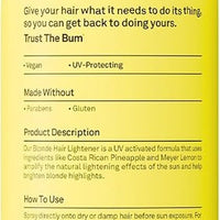 Sun Bum Spray aclarador para cabello rubio a castaño medio, protección UV, enriquecido con piña y limón Meyer, vegano, 4 onzas