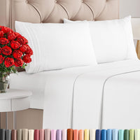 Queen Size 4 Piece Sheet Set - Comfy Breathable & Cooling Sheets - White - 16 - Light Sage Green / Full XL