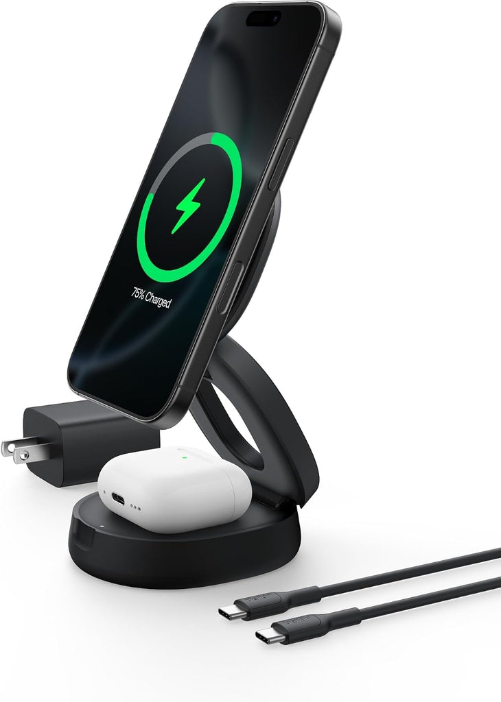 Belkin Qi2 15W Wireless Fast Charging Station, 2 in 1 iPhone Charger