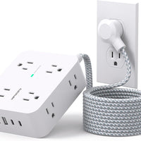 HANYCONY Surge Protector Power Strip 15 Ft Long Cord, 1080J, Flat Plug