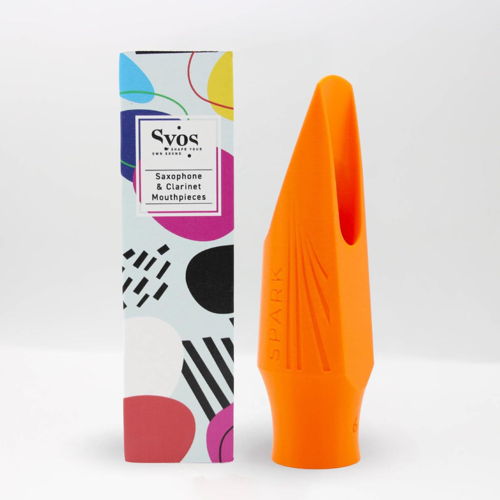 Syos Alto Saxophone Mouthpiece Spark Model, 5 Tip Opening, Lava Orange - Bright Sound, Powerful Projection, High Step Ba