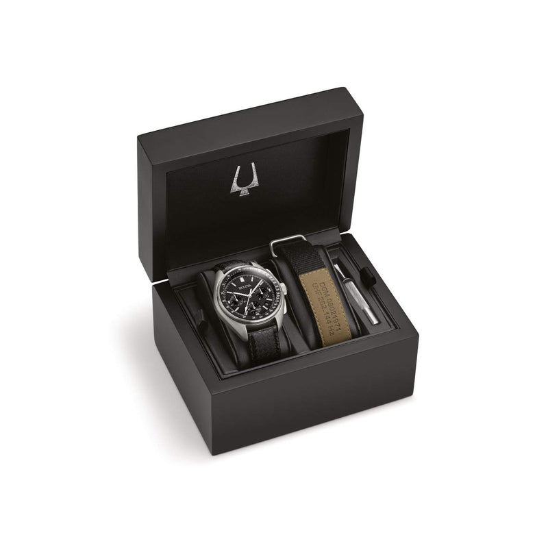 Bulova Archive Lunar Pilot Cronógrafo Set con Correa de Nylon 96B251