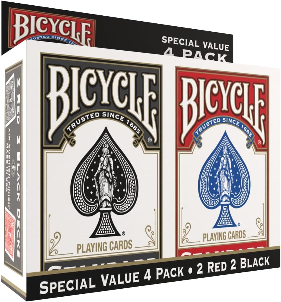 Bicycle Playing Cards 4 Pack Standard Index Poker Size Red and Black