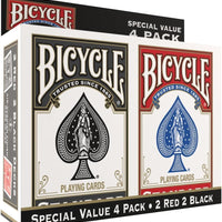 Bicycle Playing Cards 4 Pack Standard Index Poker Size Red and Black