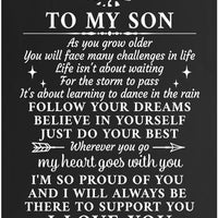 GEYGIE My Dear Son I Love You Always & Forever Black Wallet Card, Engraved Metal Wallet Insert Card Love Notes from Mom