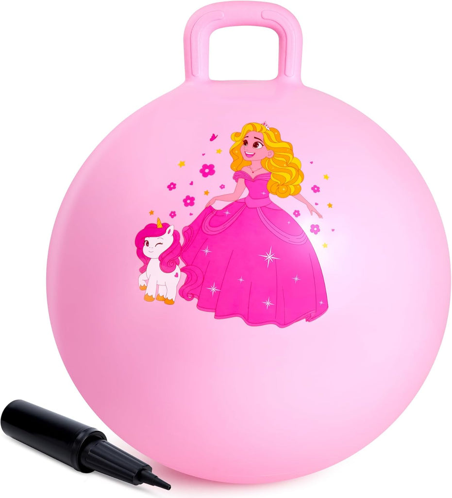 ZOOJOY Princess Hopper Ball, 18In Bouncy Ball with Handle for Kids Ages 3-8