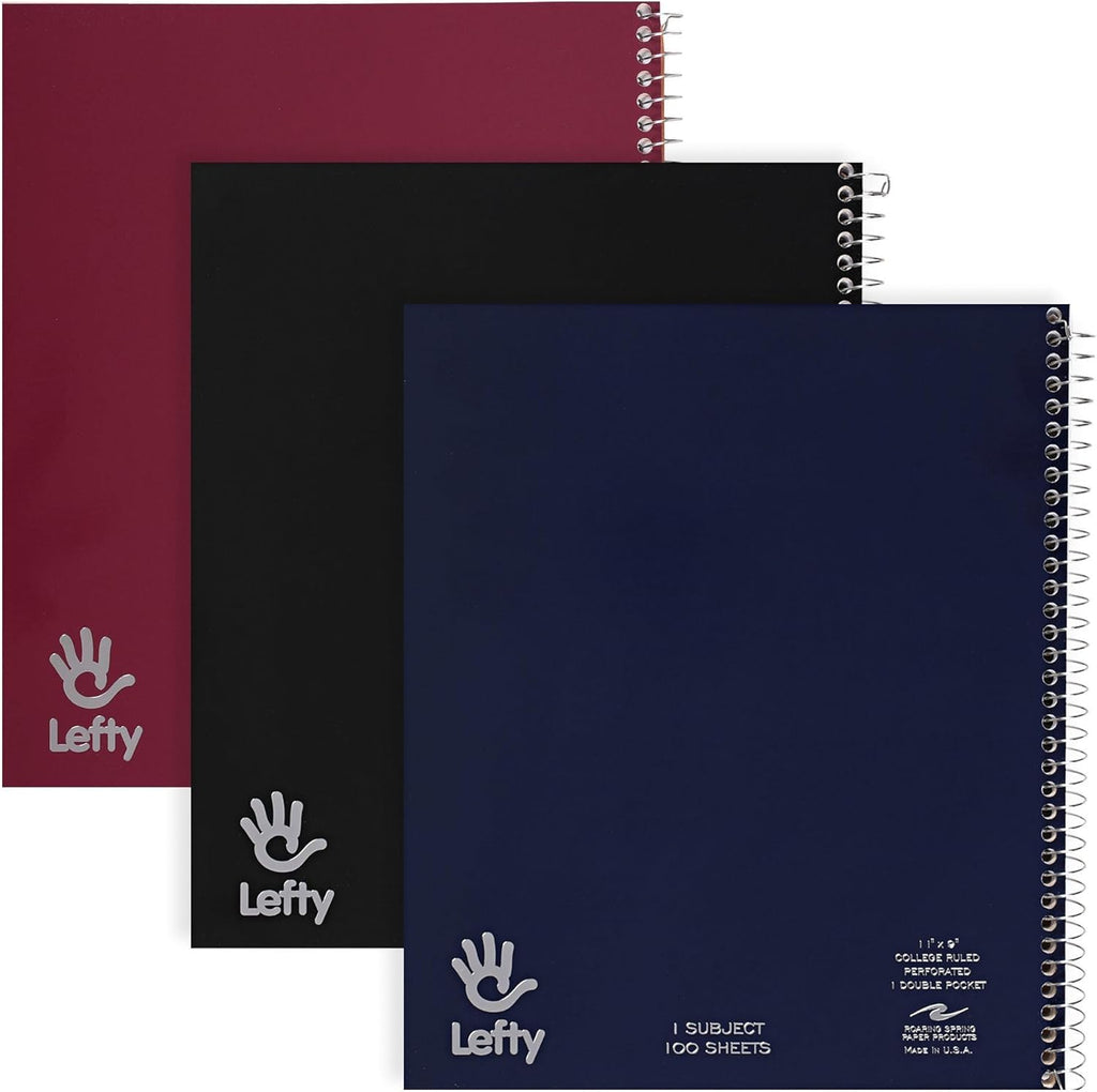 ROARING SPRING Left Handed Notebook, 1 Subject, 11x9, College Rule, 3 Pack