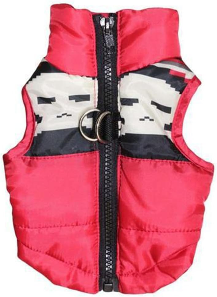 MaruPet Winter Warm Dog Vest - Waterproof & Windproof Jacket for Small & Medium Dogs - Red/White XS