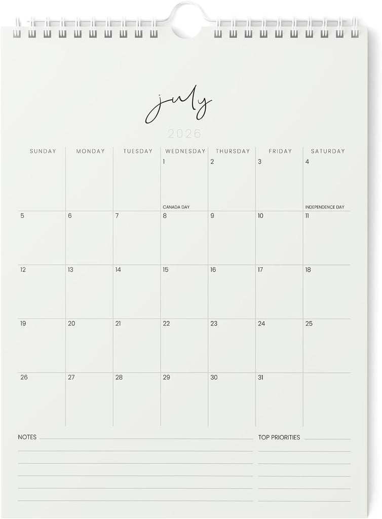Karto Wall Calendar 2026-2027 8.5x11 in - Cursive Beige