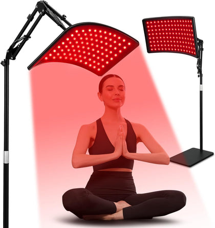 Terapia de luz roja para cara y cuerpo, lámpara de terapia de luz roja infrarroja con soporte LED de 660 nm de luz roja terapéutica y dispositivo de luz infrarroja de 850 nm para el cuerpo
