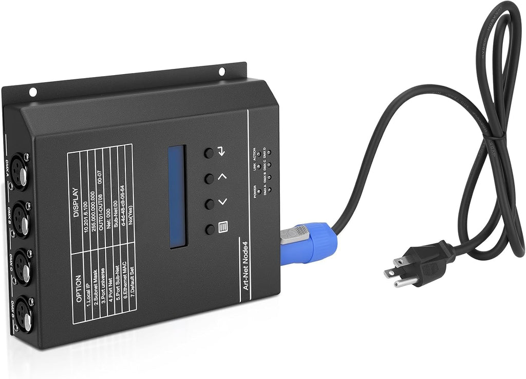 4-Port ArtNet to DMX Converter with PoE, 4-Universe Bidirectional Art-Net to DMX512 Node, 4-Channel Network Converter fo