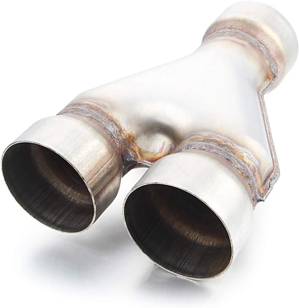 Exhaust Y Pipe 3" Inlet, A-KARCK 3" Outlet Y Pipe Create Dual Exhausts Withstands High Temperatures