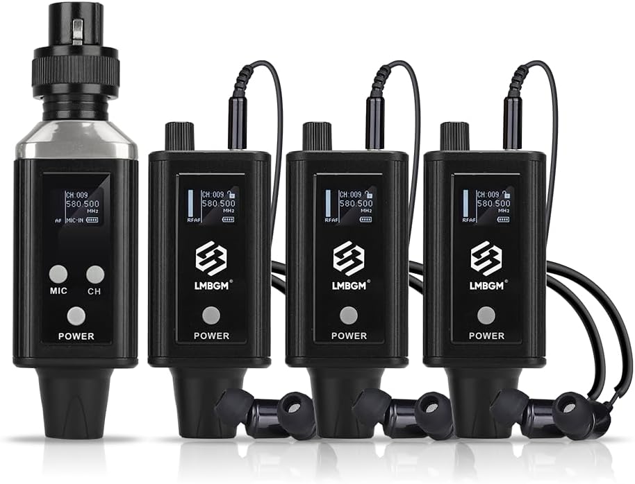 LMBGM A9 UHF Wireless in Ear Monitor System, Mono IEM Transmitter & Beltpack Receiver, 30M Range Low Latency, Profession