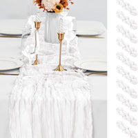 10 Pack White Table Runner 10Ft Cheesecloth Table Runner Boho Gauze Table Runners Romantic Long Sheer Fabric Cheese Clot
