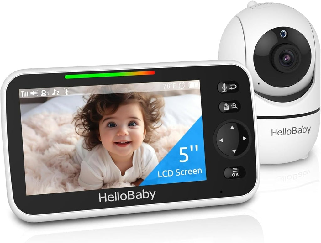 HelloBaby No WiFi Baby Monitor Camera and Audio HB6550, 5" Video Screen