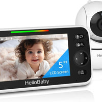 HelloBaby No WiFi Baby Monitor Camera and Audio HB6550, 5" Video Screen