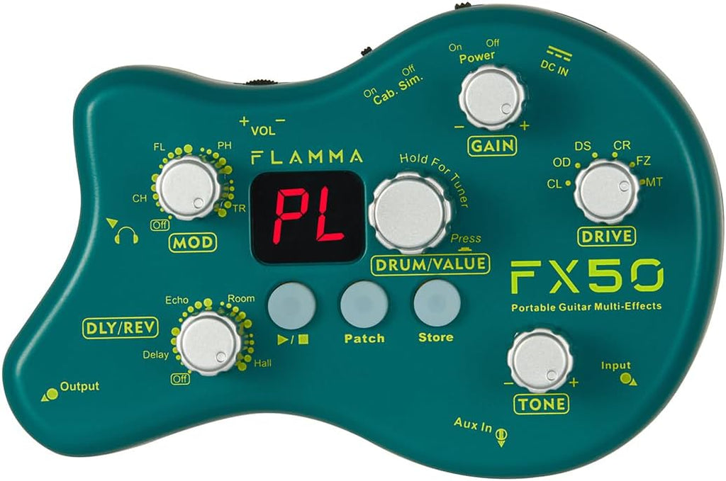 FLAMMA FX50 Practice Guitar Pedal Multi Effects Pedal Mini Portable with 40 Drum Rhythms15 Effects 32 Patches Tuner Func