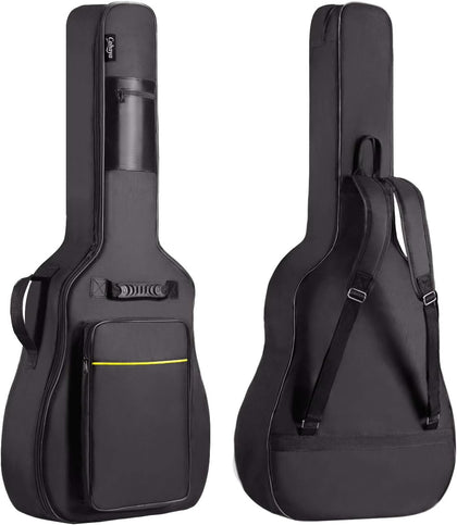 CAHAYA 41 In Acoustic Guitar Bag 0.35 In Thick Padding Water Resistent Soft Guitar Case Dual Adjustable Shoulder Strap Gig Bag with Back Hanger Loop, Black CY0152