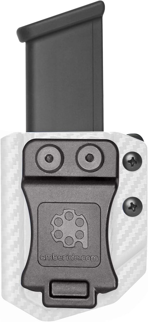 Amberide Universal IWB/OWB Kydex Magazine Carrier for 9mm/.40 & .45 ACP Single and Double Stack Magazines, Adjustable Re