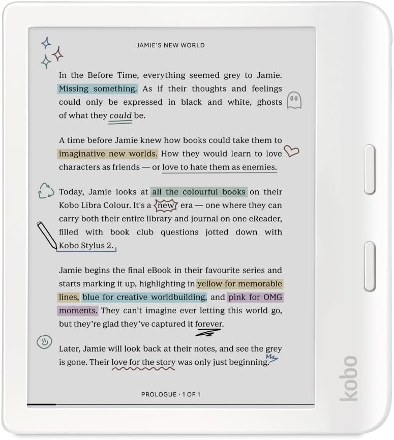 Kobo Libra Colour — eReader a Color 7" E Ink Kaleido 3, Resistente al Agua, Audiolibros