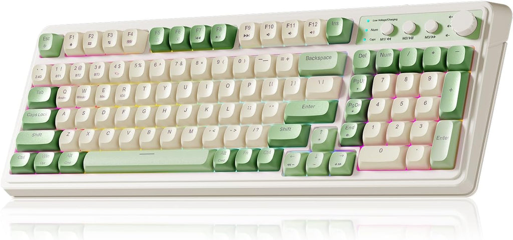 AULA S99 Gaming Keyboard, Wireless Green Creamy Computer Keyboards